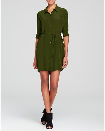 silk green shirtdress