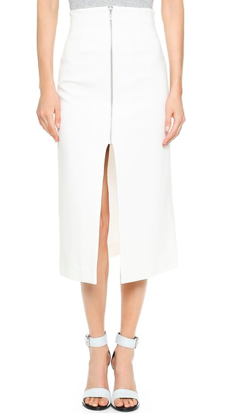 White Midi Zippered Skirt