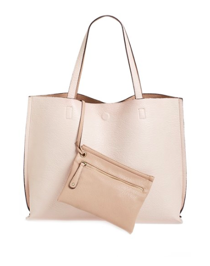 reversible faux leather tote