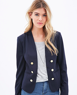 Forever 21 double breasted blue blazer