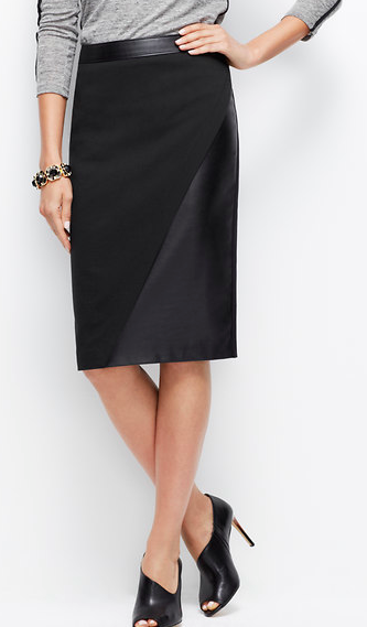 Ann Taylor Faux Leather paneled pencil skirt