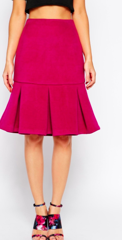 Asos hot pink pleated skirt