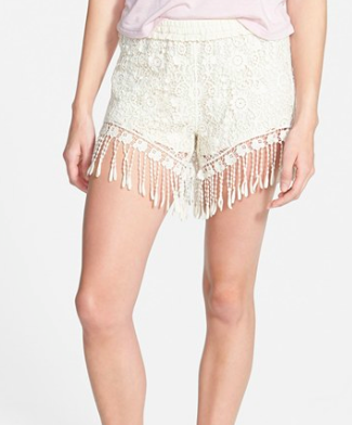 Mima Chica Fringe Crochet Shorts (Juniors)