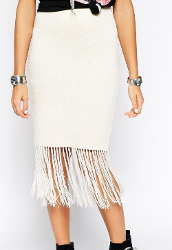 Asos white fringe skirt