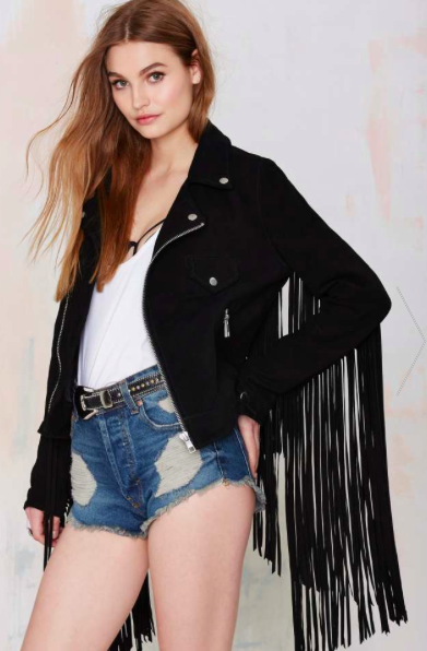 Nasty Gal fringe suede moto jacket