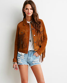 Forever 21 suede fringe jacket