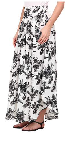 Black and white floral maxi skirt