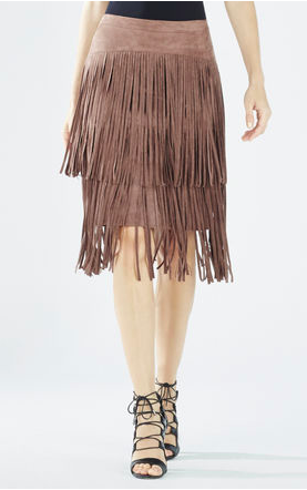 BCBG suede fringe skirt