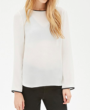 Forever 21 leather trim blouse