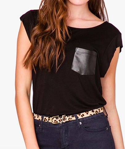 Forever 21 leather pocket tee