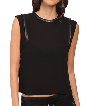 The Kooples leather trim blouse