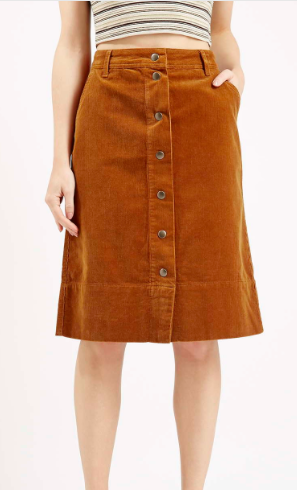 Topshop Cord midi skirt