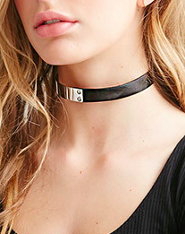 Forever 21 faux leather and metal choker