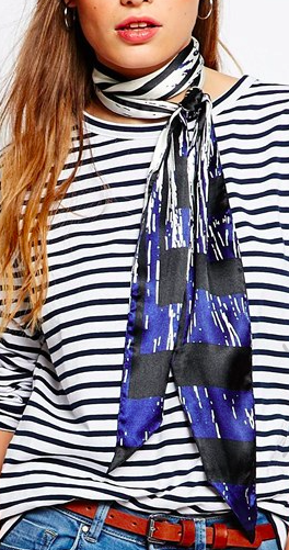 Pieces striped skinny scarf