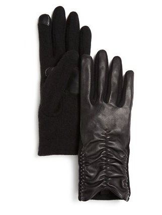 Echo rouched leather gloves
