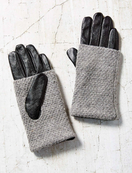 Urban Outfitters knit leather gloves