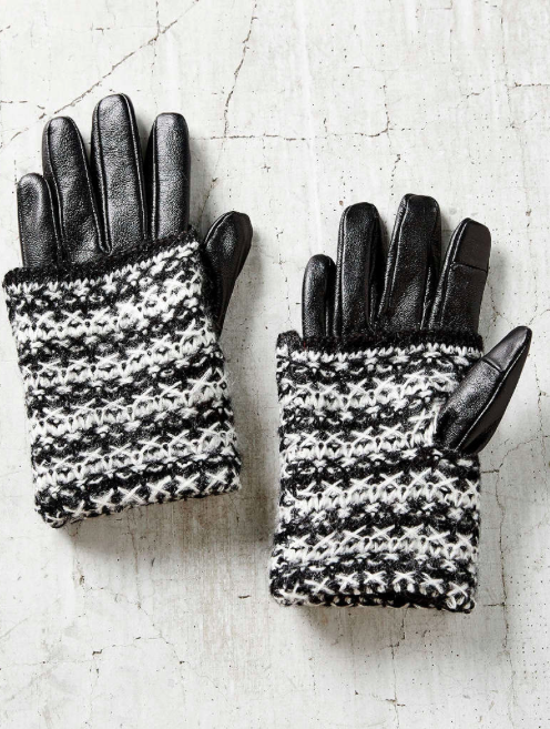 Urban Outfitters knit and leather gloves