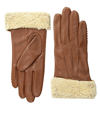 LAUREN by Ralph Lauren Shearling Cuff Leather Glove