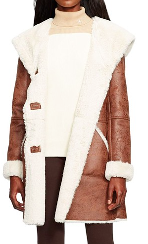 Lauren Ralph Lauren Hooded Faux Shearling Coat