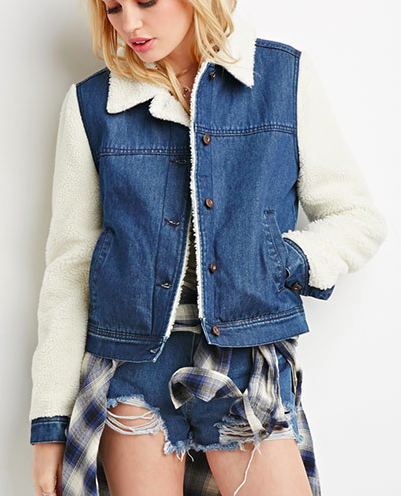 Forever 21 shearling denim jacket