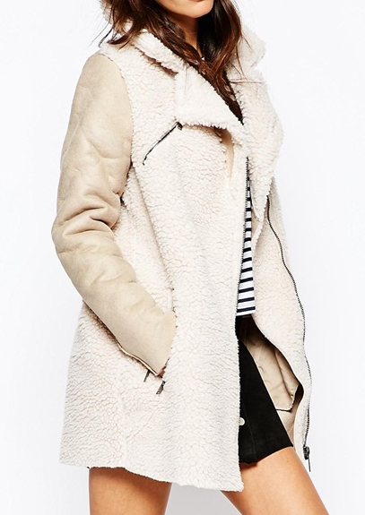 Only Faux Shearling Biker Jacket