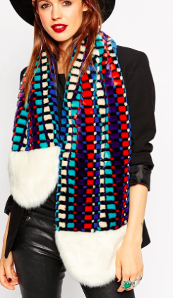 Asos faux fur colorful scarf