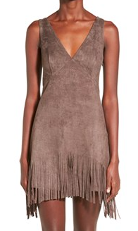 WHYTE EYELASH Faux Suede Fringe Dress