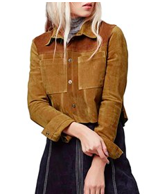 Topshop Colorblock Suede Shirt