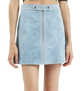 Topshop Button Tab Suede Skirt