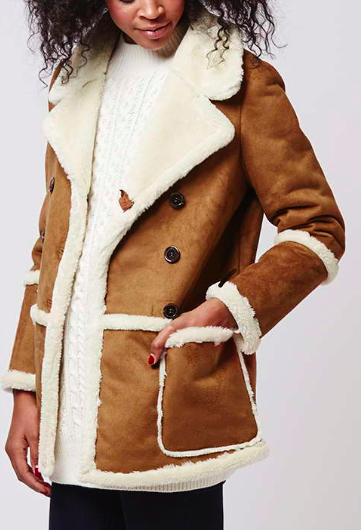 Topshop faux shearling and suede coat
