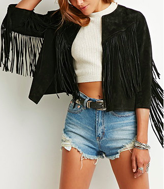 Forever 21 suede fringe jacket