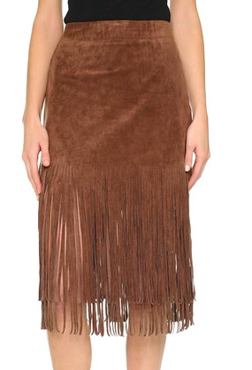 JOA fringe suede skirt