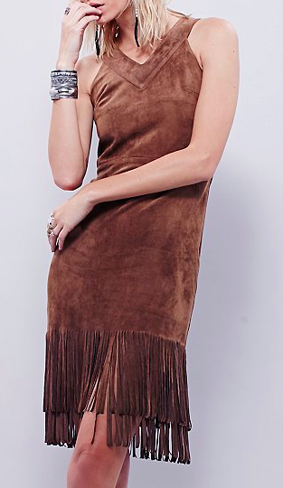 JOA fringe suede dress