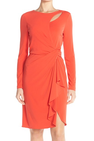 Tahari neon ruffle dress