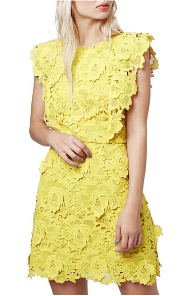 Topshop lace yellow dress