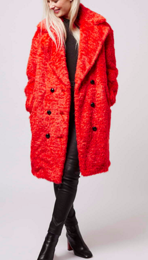 Topshop faux fur neon coat