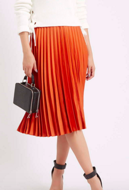 Topshop orange pleated skirt