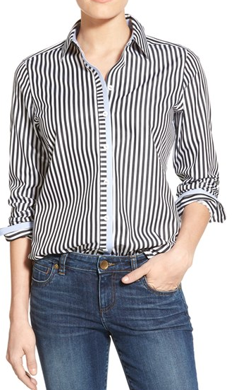Foxcroft Stripe Non-Iron Cotton Sateen Shirt 