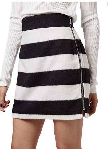 Topshop Black and White Stripe A-Line Skirt