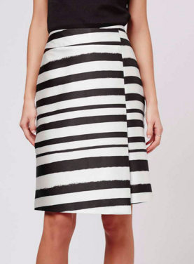 Topshop Striped Wrap Front Midi Skirt