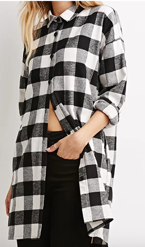 Forever 21 black and white plaid shirt