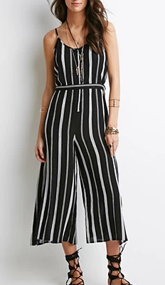 Forever 21 black and white striped jumpsuit