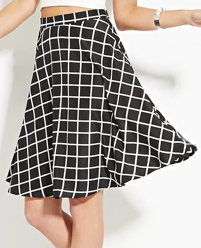 Forever 21 Grid Print A-Line Skirt