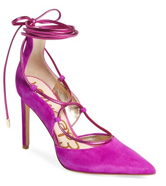 Sam Edelman pink tie up pumps