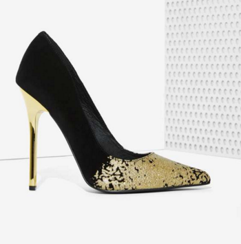 With Gold Information Suede Heel