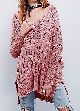 Free People cable v neck sweater