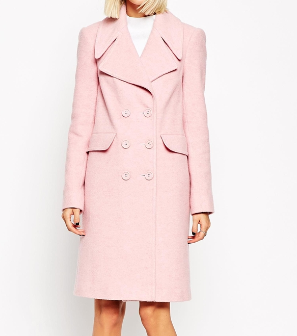 Asos double breasted pink coat