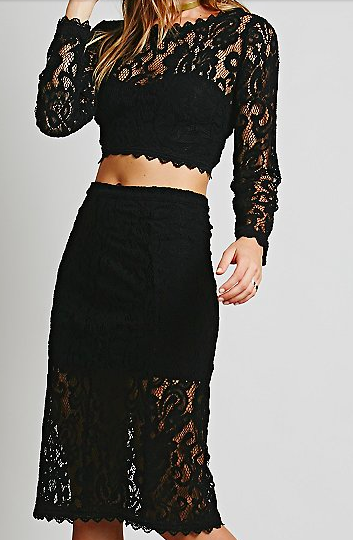 Free People lace top and skirt twosie set