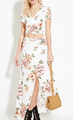Forever 21 floral top and maxi skirt twosie set