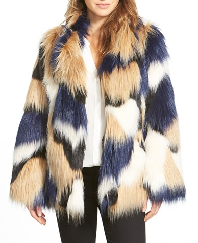 Trina Turk 'Makayla' Patchwork Faux Fur Coat